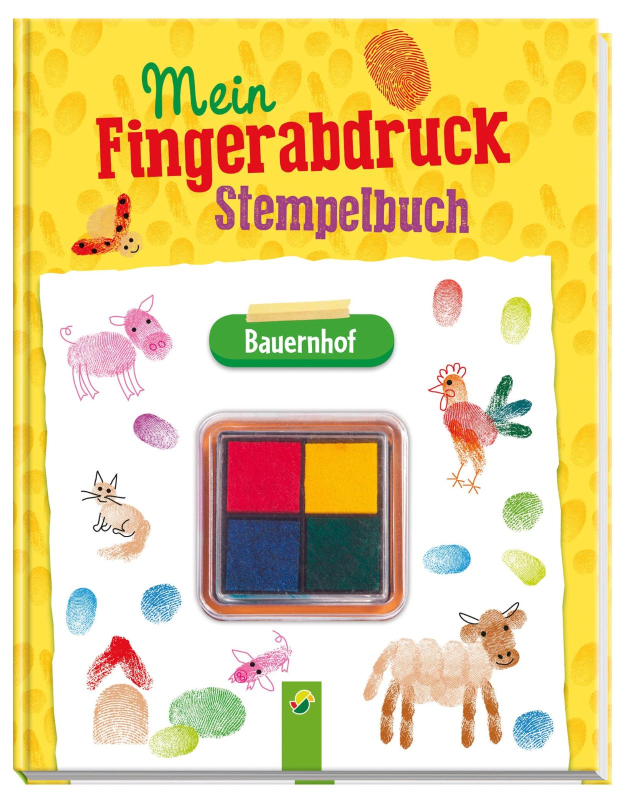 Mein Fingerabdruck-Stempelbuch Bauernhof: Mit vierfarbigem Stempelkissen