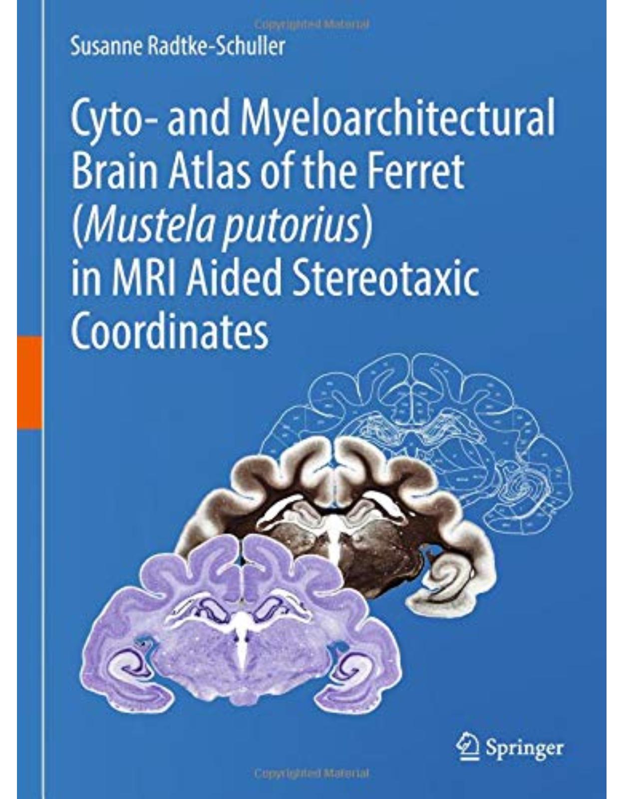 Cyto- and Myeloarchitectural Brain Atlas of the Ferret (Mustela putorius) in MRI Aided Stereotaxic Coordinates