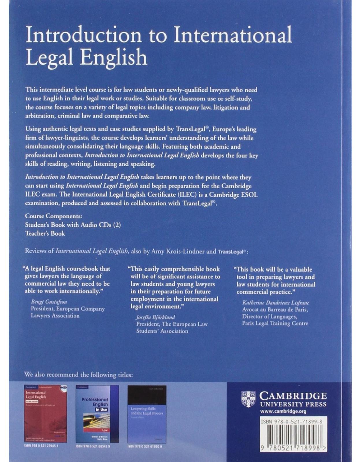 Introduction to International Legal English Students Book with Audio CDs (2)