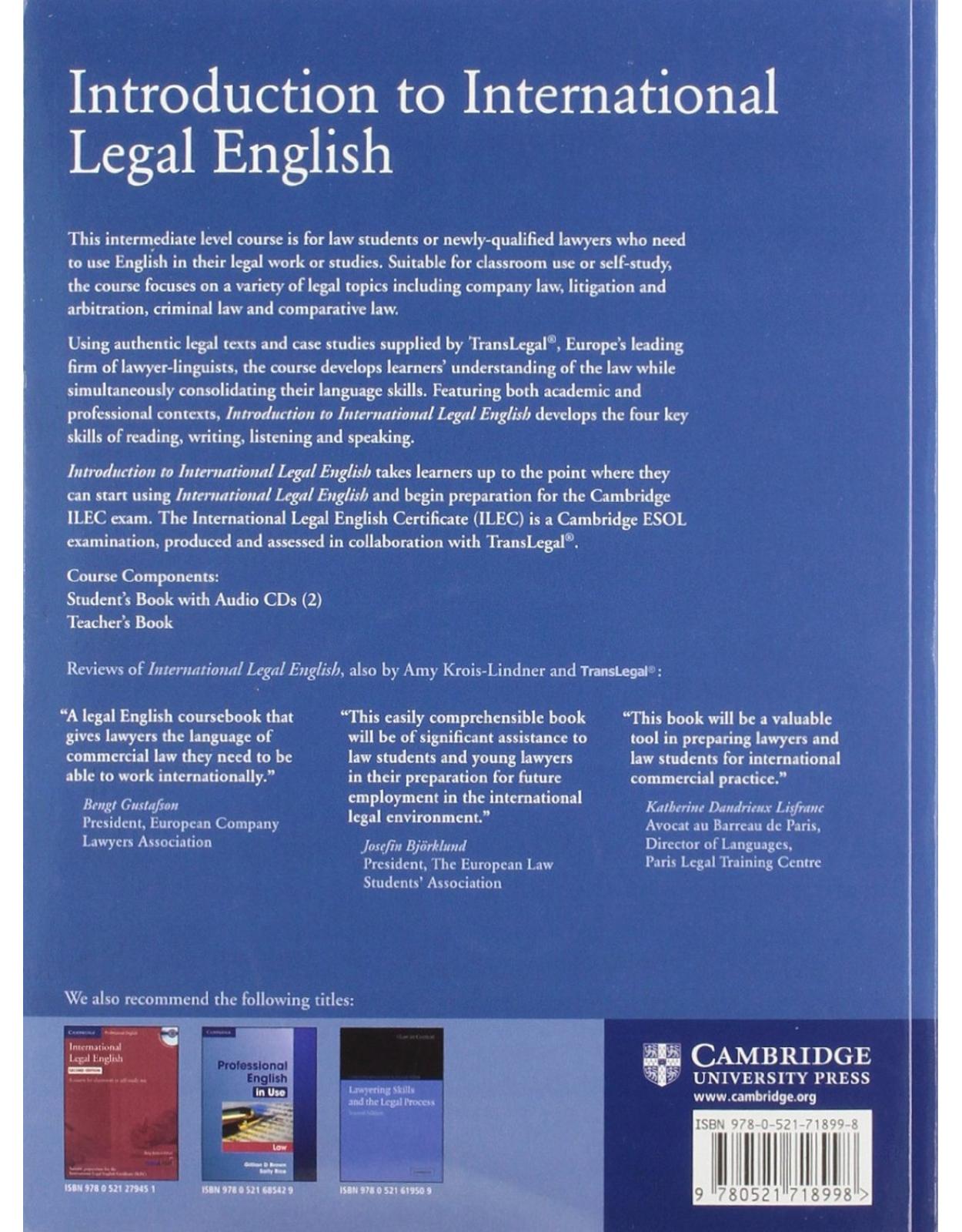 Introduction to International Legal English Student's Book with Audio CDs (2)