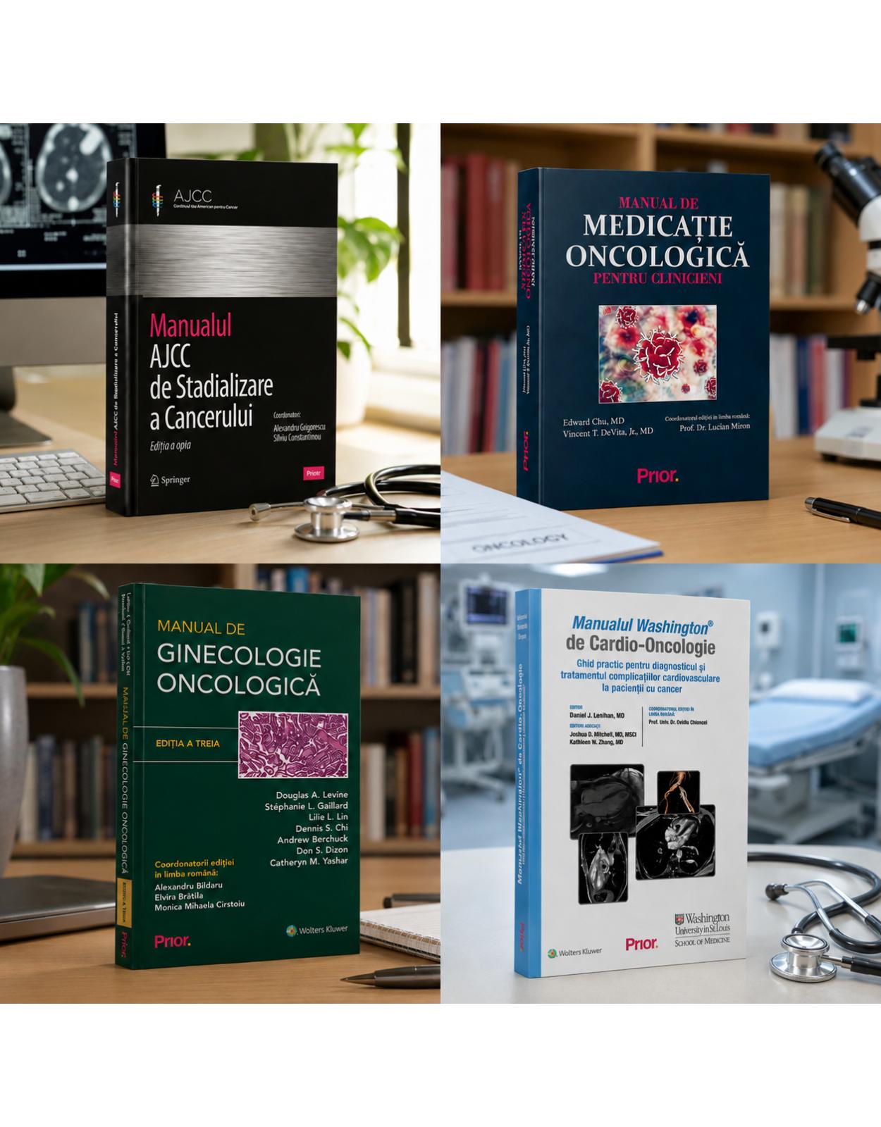 Pachet Oncologie Clinica: 4 manuale pentru stadializare, medicatie oncologica, ginecologie oncologica si cardio-oncologie